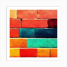 Colorful Brick Wall Art Print