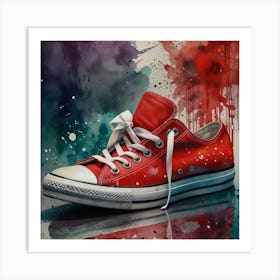 Red Converse Shoes Art Print