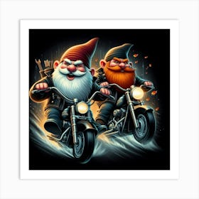 Gnomes On Motorcycles Art Print