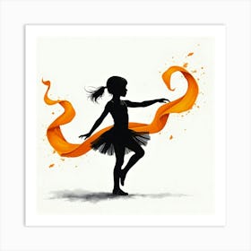 Silhouette Of A Dancer Art Print