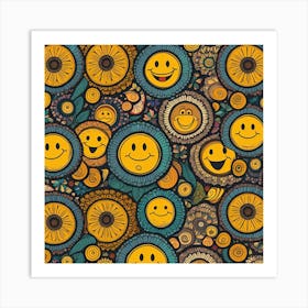 Smiley Faces Pattern Art Print
