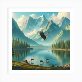 Eagle In The Mountains 2 Art Print