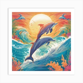 Dolphins In The Ocean Art Print