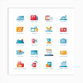 Business Icons Set Art Print