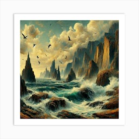 Cliffs And Waves Art Print