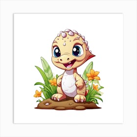 Cute Baby Dinosaur wall art Art Print