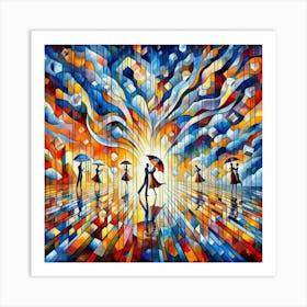 Dancers In The Rain Art Print