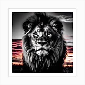 Lion At Sunset 14 Art Print