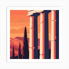 Greece At Sunset Art Print