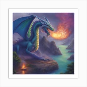 Blue Dragon 4 Art Print