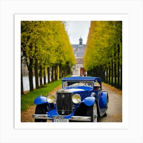 Blue Vintage Car Art Print