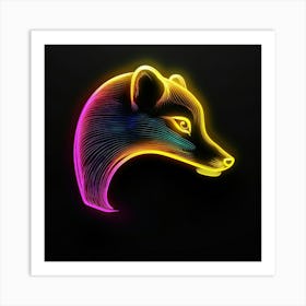 Neon Fox Head Art Print