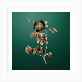 Gold Botanical Rose on Dark Spring Green n.0734 Art Print