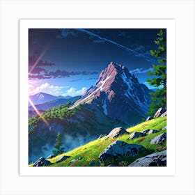 Anime Mountain Landscape Art Print