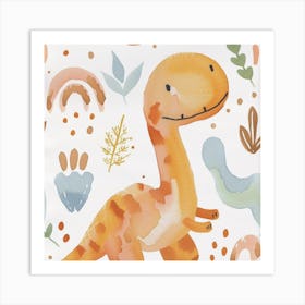 Cute Muted Pastels Baryonyx Dinosaur  2 Art Print