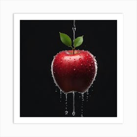 Water Drop On An Apple Art Print