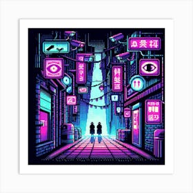 8-bit cyberpunk alleyway Art Print