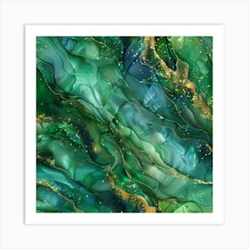 Abstract Emerald Green Painting 1 Art Print