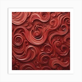 Abstract Red Swirls 3 Art Print