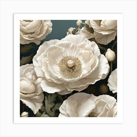 Aesthetic style, Large white poppy flower 1 Art Print