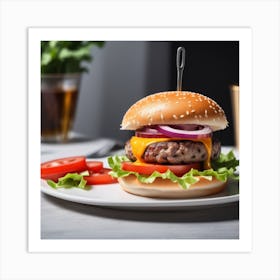 Hamburger On A Plate 57 Art Print