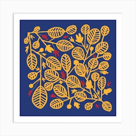 Yellow And Red Leaves Square Art Print