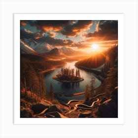 Sunset In The Mountains 8 Art Print