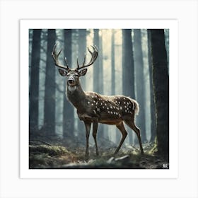 Deer In The Forest 194 Art Print