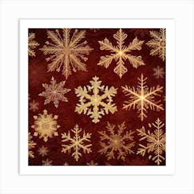 Description Luxurious Wallpapers Featuring Rich Red And Gold Hues Intricate Snowflakes And Glowin Art Print