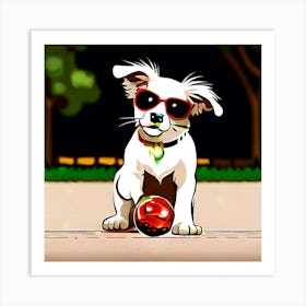 Dog With Sunglasses Art Print