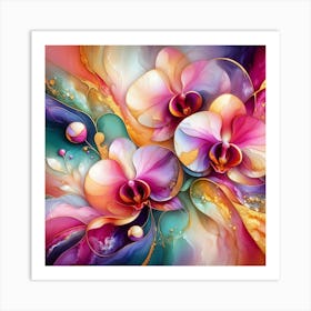 Abstract Contemporary Orchids Art Print