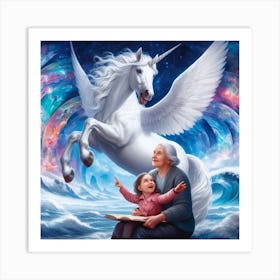 Grandma And Unicorn Art Print