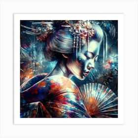 Japan Traditional Geisha Illustration By Ad 87 Art Print