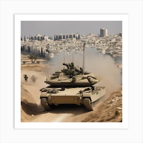 Israeli Tank On The Road Art Print