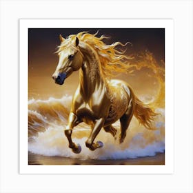 Beautiful Golden Horse Art Print