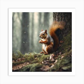 Red Squirrel In The Forest 8 Art Print