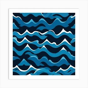 Blue Sea Waves Art Print Art Print