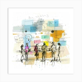 Group Of People At A Table Art Print