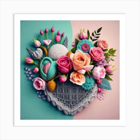 A Human Heart Half Of Which Is Flowers Spring 1 Art Print