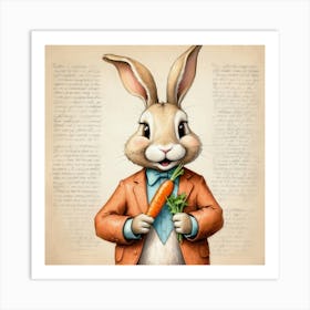 Rabbit Holding Carrot 5 Art Print