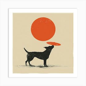 Dog With Frisbee 2 Art Print