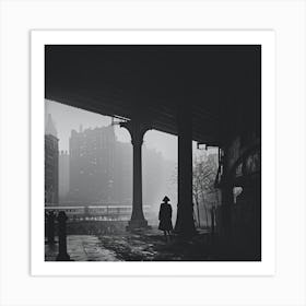 Man Walking Under A Bridge Art Print