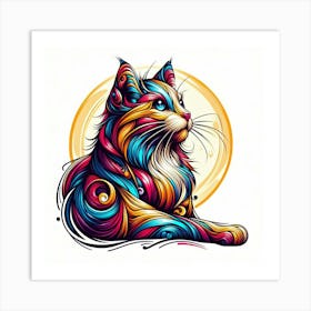 Colorful Cat 5 Art Print