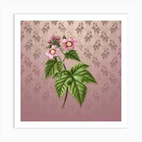 Vintage Purple Flowered Raspberry Botanical on Dusty Pink Pattern n.0060 Art Print