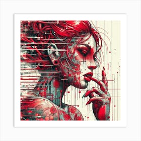 Cyber Girl - Digital Art Art Print