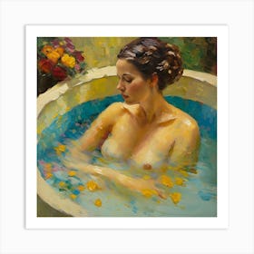 Nude Woman In A Bath Art Print