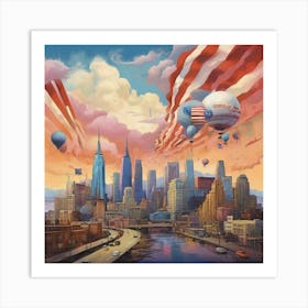 American City Skyline art print Art Print