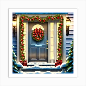 Christmas Decoration On Home Door (39) Art Print