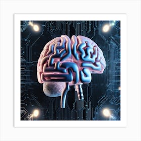 Brain On A Circuit Board 34 Art Print