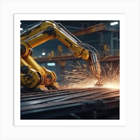 Robot Welding In A Factory Art Print